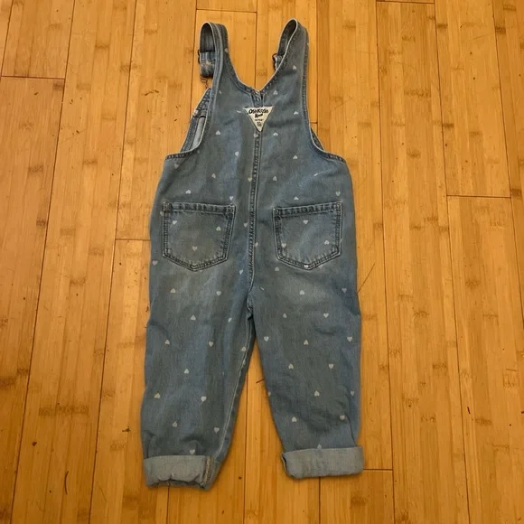 OshKosh B'gosh Light Blue Kids Overalls with Heart Pattern - Picture 2 of 2